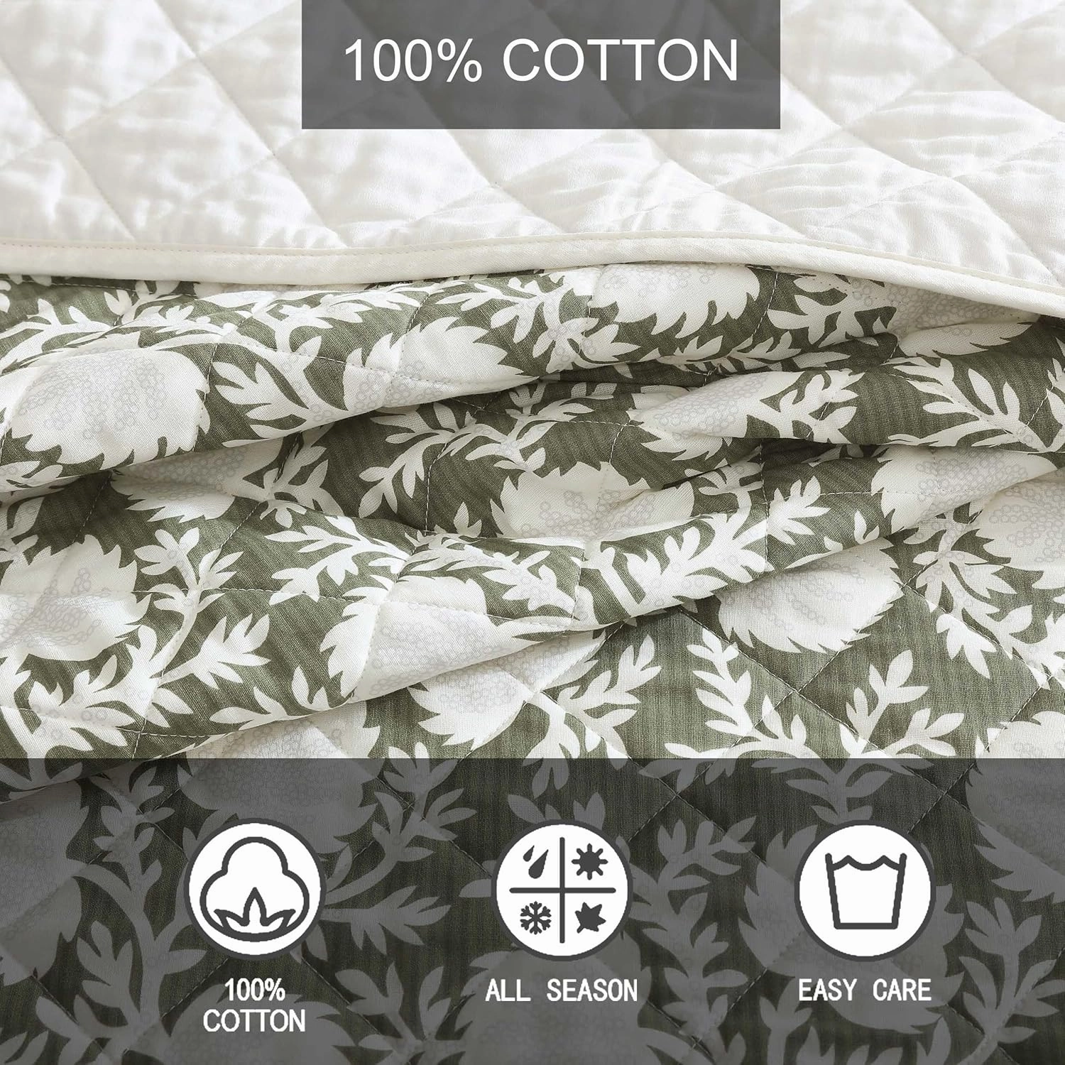Eddie Bauer - Quilt Set, Super Soft Bedding with Matching Shams, Silky Smooth & Breathable, Classic Home Essentials (Garden Bloom Green, King)