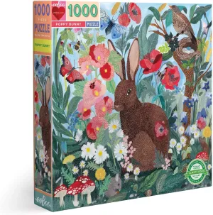 eeBoo: Piece and Love Poppy Bunny 1000-piece Square Adult Jigsaw Puzzle, Jigsaw Puzzle for Adults and Families, Includes Glossy, Sturdy Pieces and Minimal Puzzle Dust