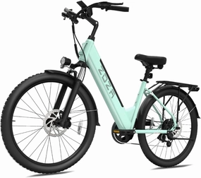 Electric Bike ZA02, 750W Peak Motor, 26'' City Cruiser Ebike, 556Wh Removable Battery, Up to 65 Mi Range 22 MPH, 7-Speed and Front Suspension Electric Bike for Adults