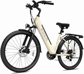 Electric Bike ZA02, 750W Peak Motor, 26'' City Cruiser Ebike, 556Wh Removable Battery, Up to 65 Mi Range 22 MPH, 7-Speed and Front Suspension Electric Bike for Adults