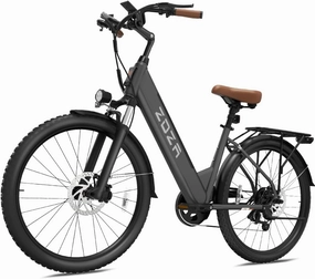 Electric Bike ZA02, 750W Peak Motor, 26'' City Cruiser Ebike, 556Wh Removable Battery, Up to 65 Mi Range 22 MPH, 7-Speed and Front Suspension Electric Bike for Adults