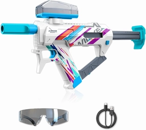 Electric Crystal Splatter, Automatic Splatter Ball Blaster with Adjustable Shooting Power,400 Round Hopper with Rechargeable Battery,Outside Activities Toys for Teens Age 14 & Up - White