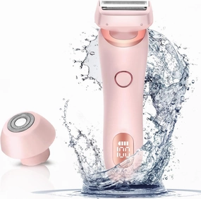 Electric Razors Shaver for Women, 2-in-1 Womens Electric Razor for Leg Arm Face, Cordless Bikini Trimmer for Women with Detachable Head, Painless,IPX7 Waterproof,Wet & Dry,Pink