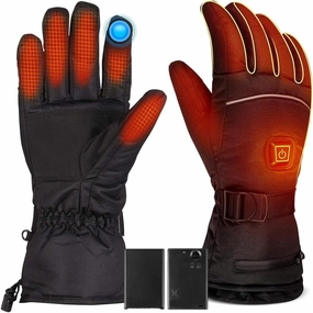 Electric Rechargeable Heated Gloves for Men Women with 3 Levels Heat Last 8 Hours, Winter Touchscreen Waterproof Gloves for Outdoor Hiking