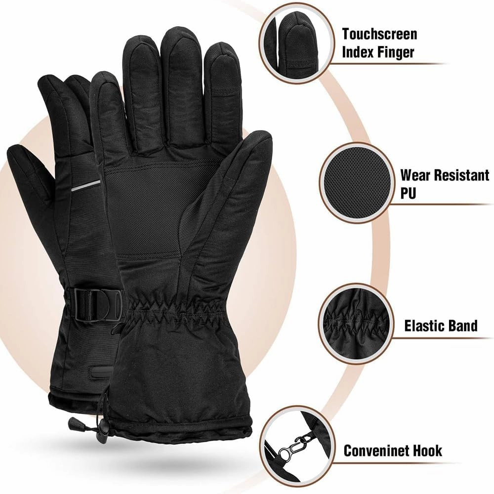 Electric Rechargeable Heated Gloves for Men Women with 3 Levels Heat Last 8 Hours, Winter Touchscreen Waterproof Gloves for Outdoor Hiking