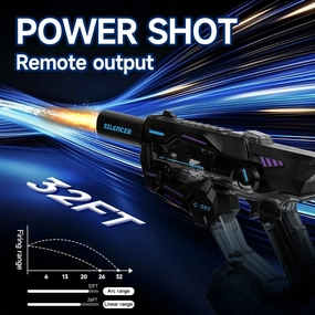 Electric Water Gun - High Pressure Long Range Jet Gun, Rechargeable Water Toy for Kids and Adults with Simulated Recoil with LED Lights, Pool and Outdoor Summer Fun (Transparent Black)