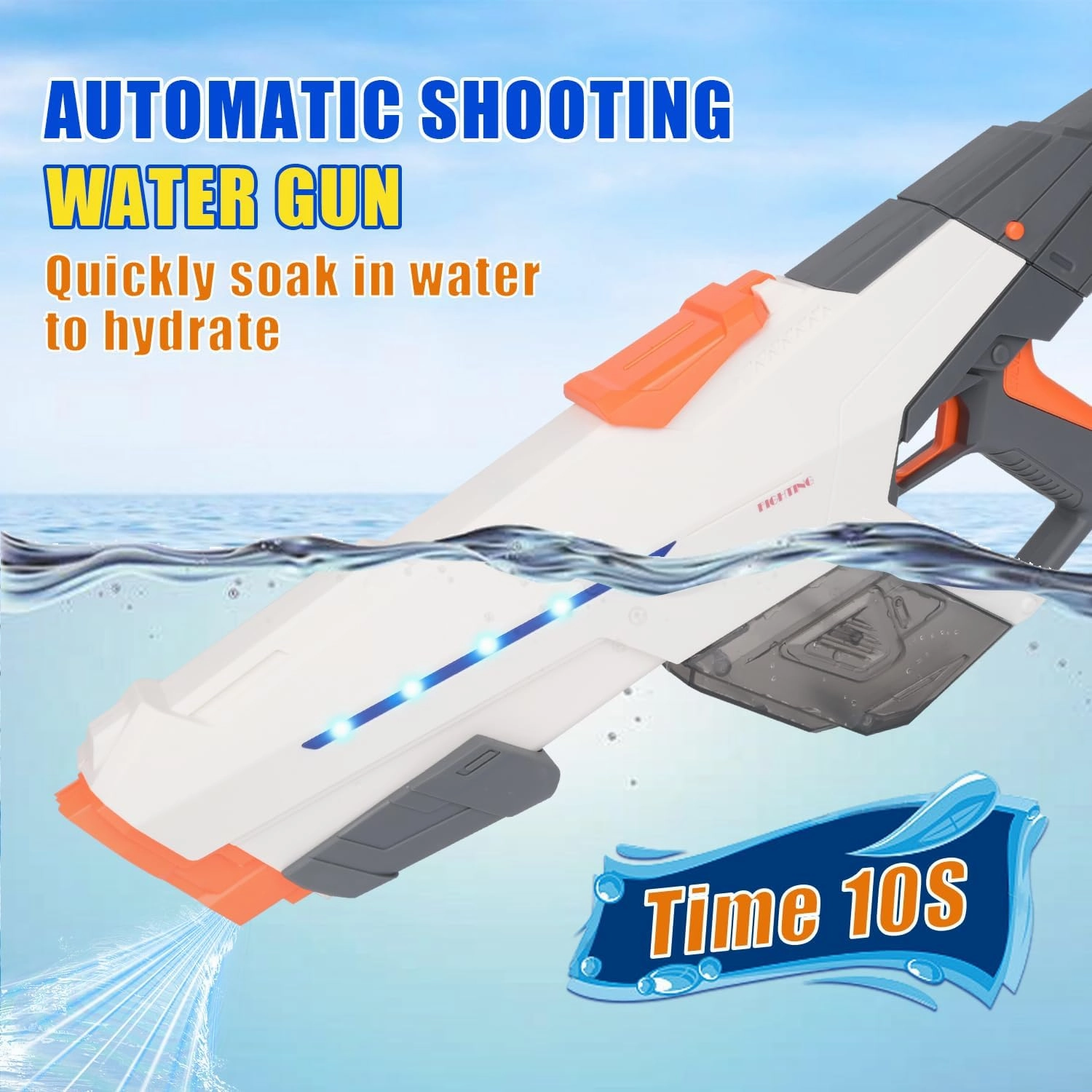 Electric Water Gun for Adults, Automatic Squirt Guns with Light Up to 32 FT Range, Rechargeable Powerful Water Blaster for Kids & Adults Summer Swimming Pool Party Beach Outdoor Activity