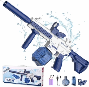 Electric Water Gun,Squirt Gun Toy,Automatic Water Gun Long Range Blaster Up to 32 FT,Outdoor Pool Party Shooting Game Toy with 2 Water Tanks & 2 Kits Batteries,Ideal Summer Gift for Kids & Adults.