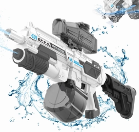 Electric Water Gun with 1350CC Large Capacity, 32FT Long Range Auto Suction Water Guns for Adults, Squirt Gun Water Blasters for Kids Adults Beach Pool Outdoor Party Water Toys Gift White