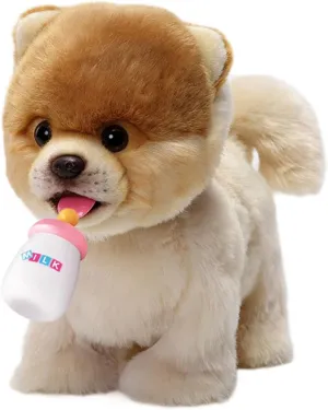 Electronic Walking Pomeranian Stuffed Dog Toy, Realistic Interactive Puppy Robot Pet Dog, Walking, Barking,Wagging Tail & Talking,Present Pet Gifts for 3  Year Boys Girls
