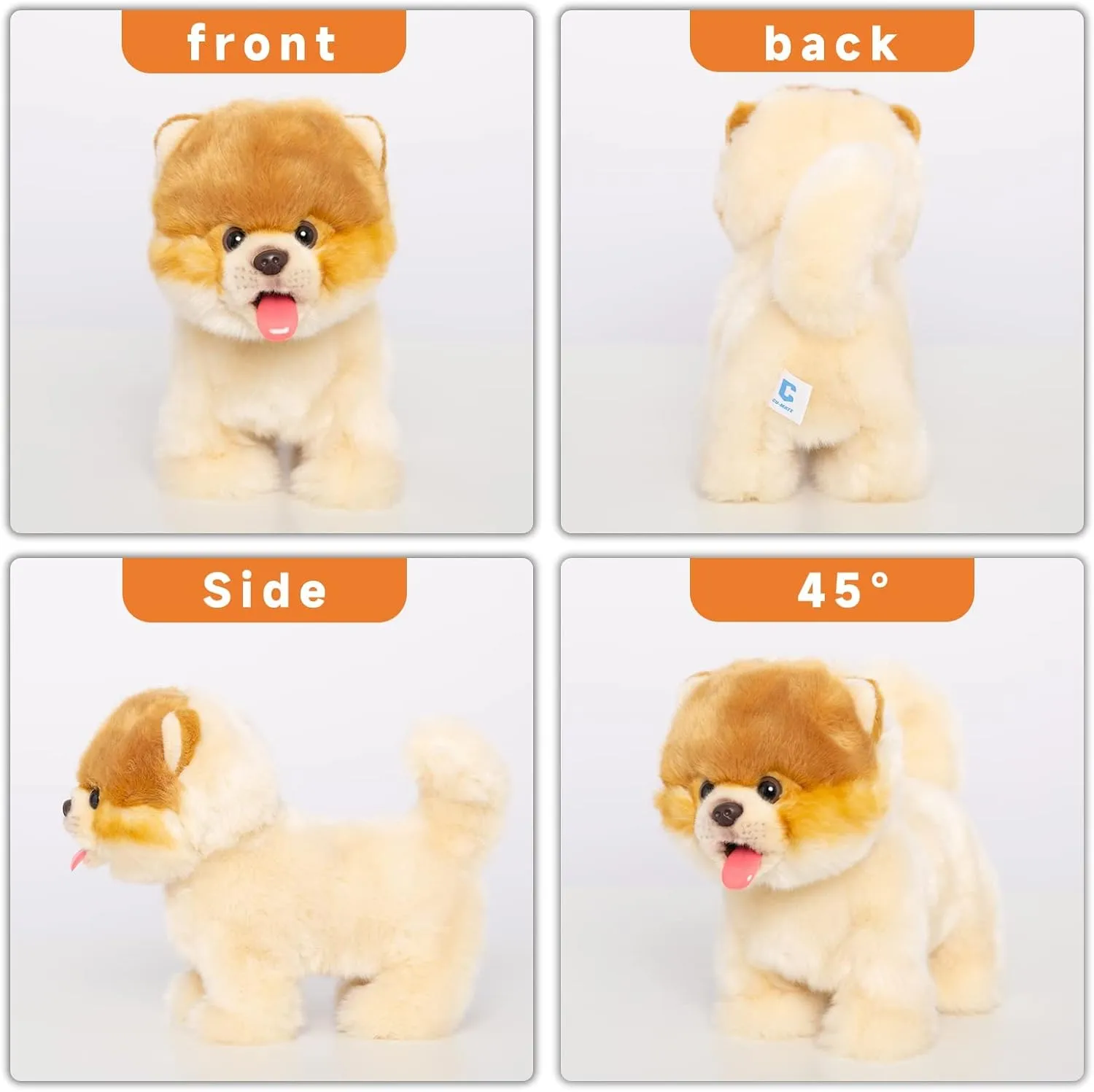 Electronic Walking Pomeranian Stuffed Dog Toy, Realistic Interactive Puppy Robot Pet Dog, Walking, Barking,Wagging Tail & Talking,Present Pet Gifts for 3  Year Boys Girls