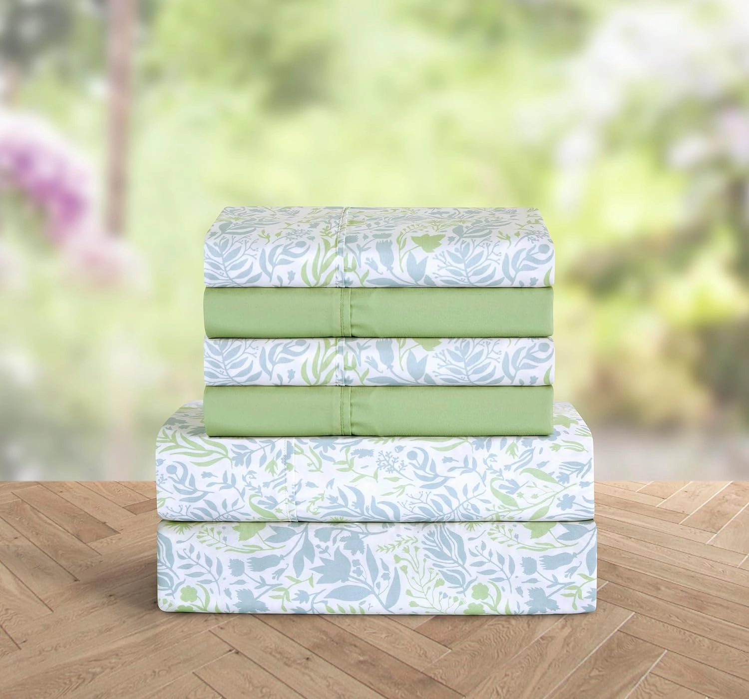 Elegant Comfort Softest and Coziest 6-Piece Sheet Set - 1500 Premium Hotel Quality Microfiber - Deep Pocket, Wrinkle Resistant 6-Piece Floral Bed Sheet Set, Queen, Anita Green