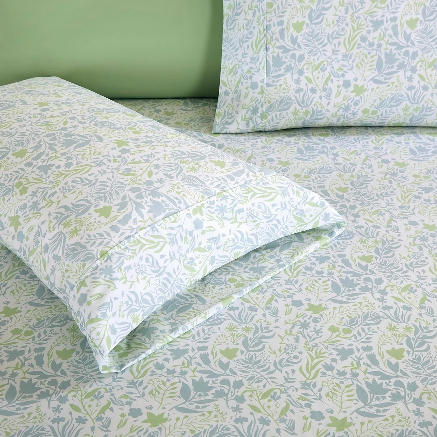 Elegant Comfort Softest and Coziest 6-Piece Sheet Set - 1500 Premium Hotel Quality Microfiber - Deep Pocket, Wrinkle Resistant 6-Piece Floral Bed Sheet Set, Queen, Anita Green