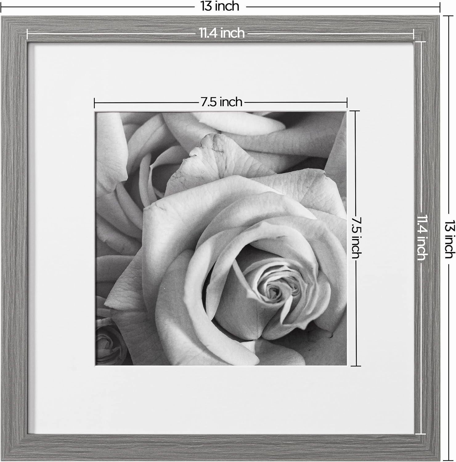 eletecpro 12x12 Picture Frames Set of 9 Classic Gallery Wall Frame Set Displays 8x8 Photo with Mat or 12x12 without Mat, Modern Home Decor for Wall Hanging, Washing Grey Square Picture Frames