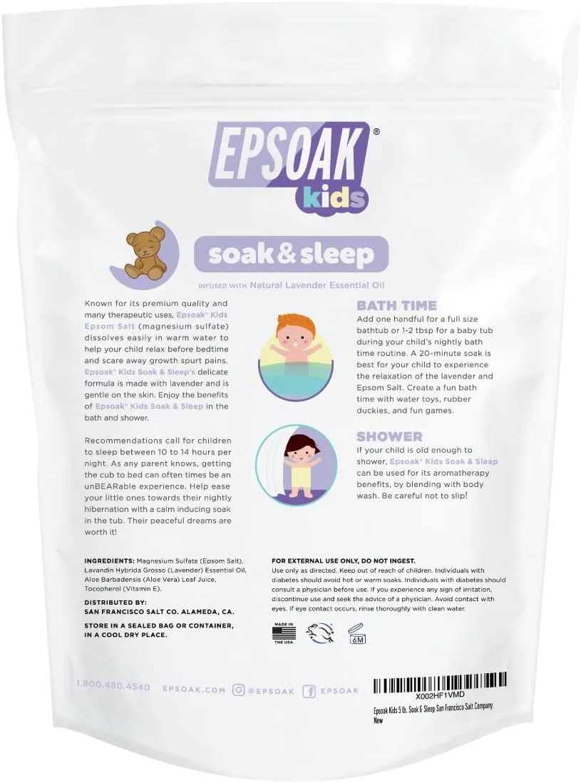Epsoak Kids 5 lb. Bulk Bag Lavender Soak & Sleep Epsom Salt - San Francisco Salt Company