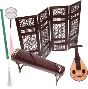 ERINGOGO Traditional Craft Miniature Zither for Doll House Accessories Chinese Classical Instrument Model Ornaments for Miniature Decor