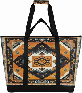 Ethnic Print Reusable Insulated Lunchbox Cooler Bag, Leakproof Kitchen Grocery Bag Collapsible Portable Cooler Tote Bag for Picnic, Camping, Office, Travel