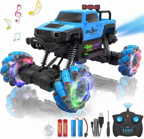 Eulogia RC Truck Toy, 1:12 Remote Control Truck with 360-degree Rotating, Programming, One-Key Demo, 4WD All-Offroad Car with Spray Music Dance, High-Speed