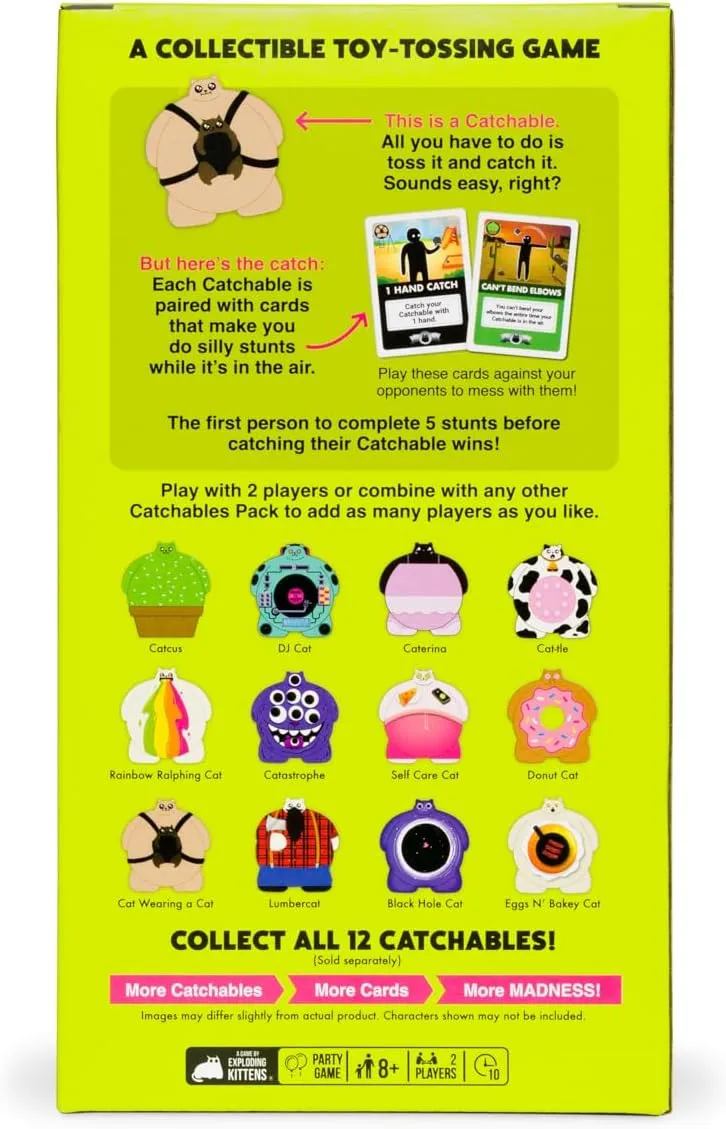 Exploding Kittens Catchables #2: Cat Wearing A Cat & Cactus, Collectible Toy Tossing Games - Family Games, Adult Games, Fun Games, Party Games & Travel Card Games for Adults & Kids Ages 8 