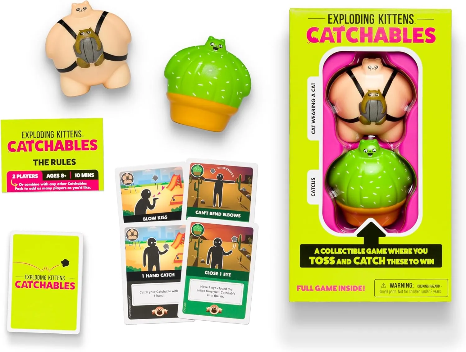 Exploding Kittens Catchables #2: Cat Wearing A Cat & Cactus, Collectible Toy Tossing Games - Family Games, Adult Games, Fun Games, Party Games & Travel Card Games for Adults & Kids Ages 8 