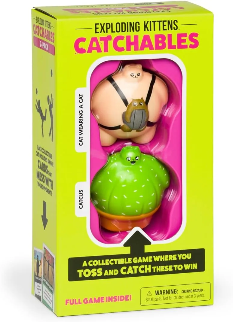 Exploding Kittens Catchables #2: Cat Wearing A Cat & Cactus, Collectible Toy Tossing Games - Family Games, Adult Games, Fun Games, Party Games & Travel Card Games for Adults & Kids Ages 8 