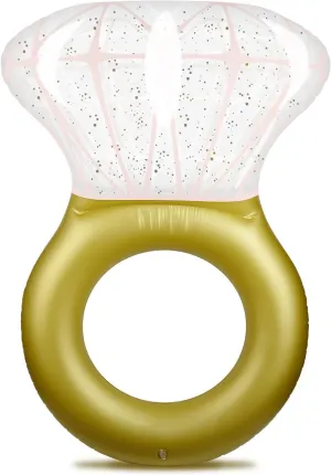 Extra Large Inflatable Diamond Ring Pool Floaties with Glitters, Engagement Ring Bachelorette Party Float, Summer Pool Party Decorations for Adult (Pink)