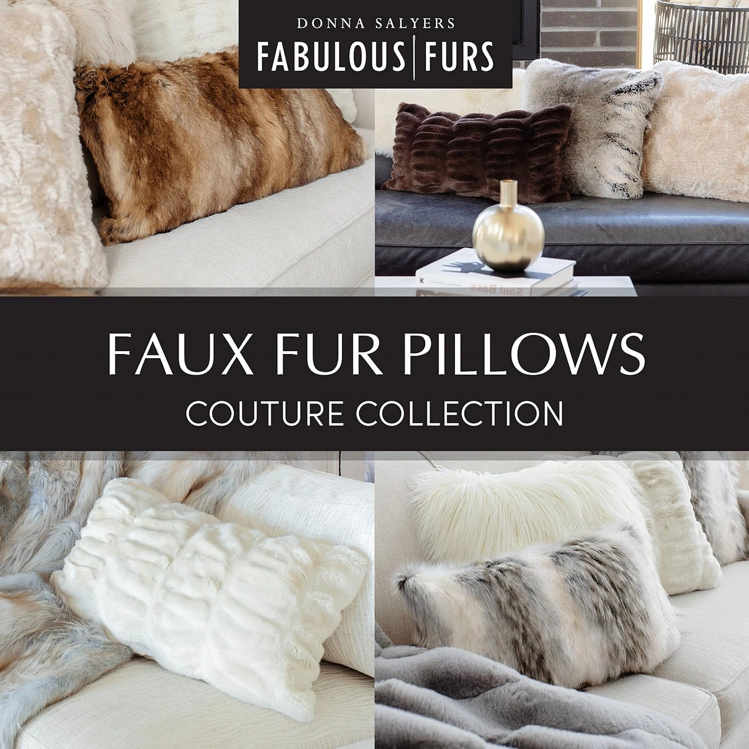 Fabulous-Furs Donna Salyers Signature Series White Tibetan Lamb Faux Fur Pillows, White Tibetan Lamb, 18x18