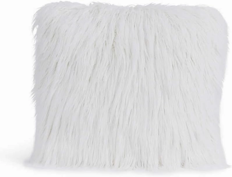 Fabulous-Furs Donna Salyers Signature Series White Tibetan Lamb Faux Fur Pillows, White Tibetan Lamb, 18x18