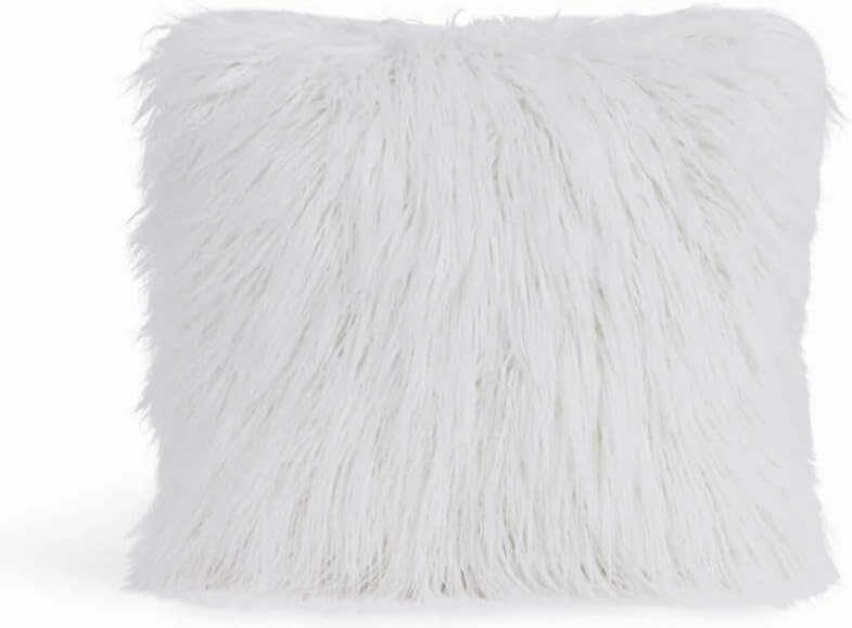 Fabulous-Furs Donna Salyers Signature Series White Tibetan Lamb Faux Fur Pillows, White Tibetan Lamb, 18x18