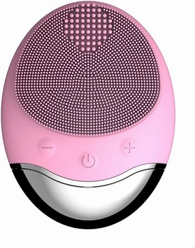 Face Cleanser Brush, Facial Massager Brush, Wireless Charging Bamboo Charcoal Multi-Frequency Control, for Exfoliating, Massaging Deep Cleansing,Pink