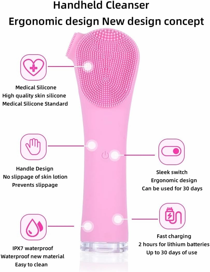 Face Scrubber Exfoliator, Facial Massager Brush, Ergonomic Design Durability Active Silicone Deep Cleansing, for Exfoliating, Massaging Deep Cleansing,Blue