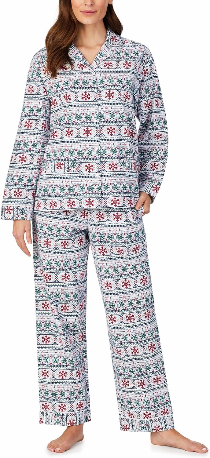 Fair Isle Flannel Pajama Set, XL, Holiday Fair Isle