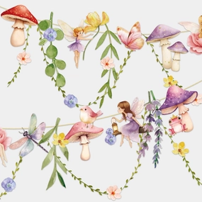 Fairy Mushroom Banner Wildflower Party Decorations Paper Flower Leaves Banner Fairy Garland for Wall Decoration Spring Baby Shower Wedding Backdrop Decorations