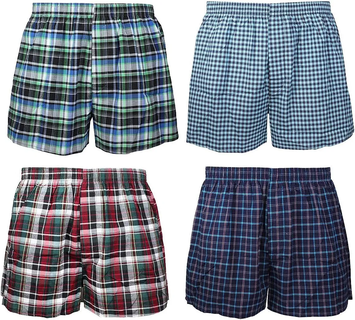 Falari 4-Pack Men's Boxer Underwear 100% Cotton Premium Quality
