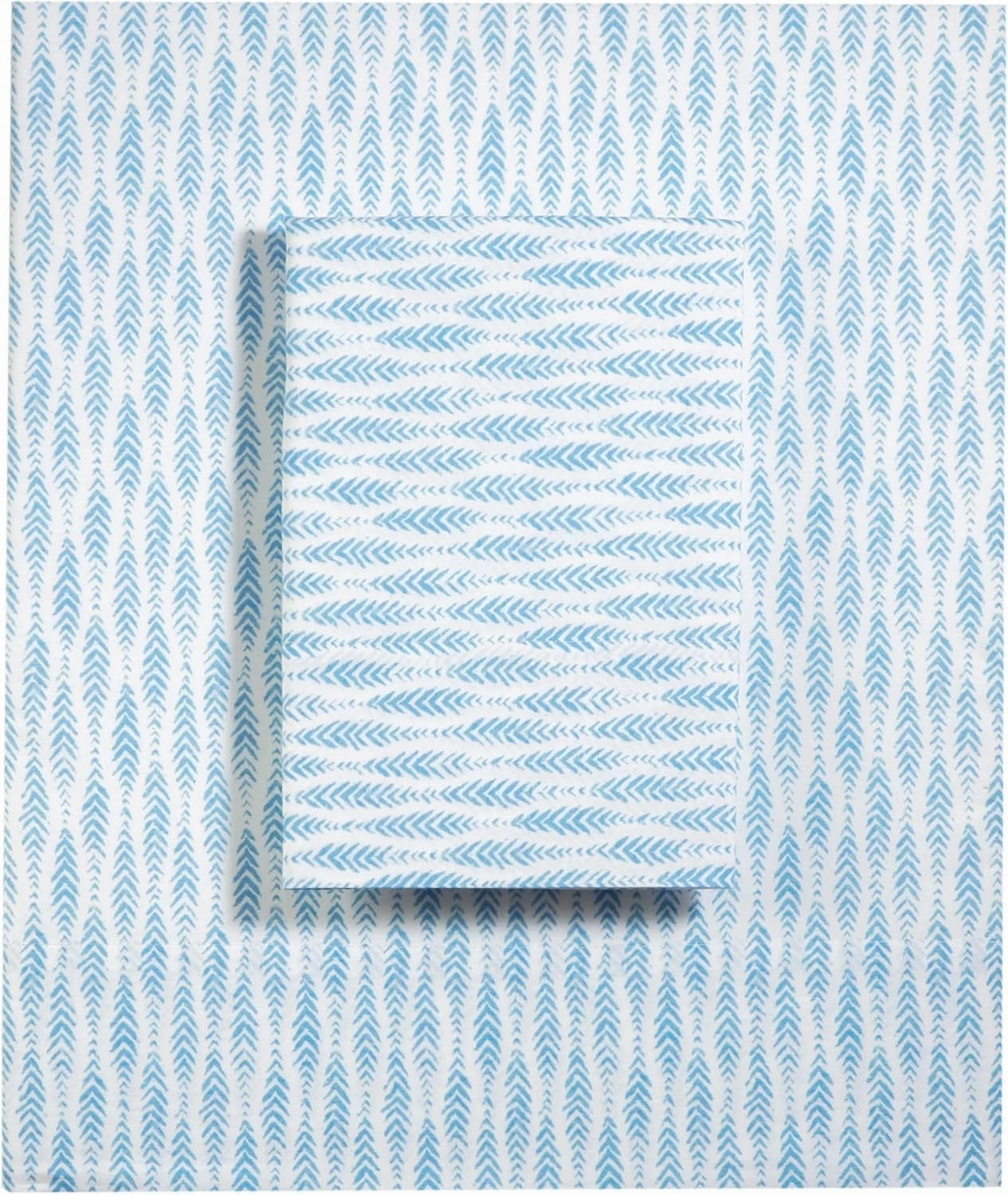 Feather Ogee French Blue Sheet Set, Queen Size, Blue Graphic Pattern