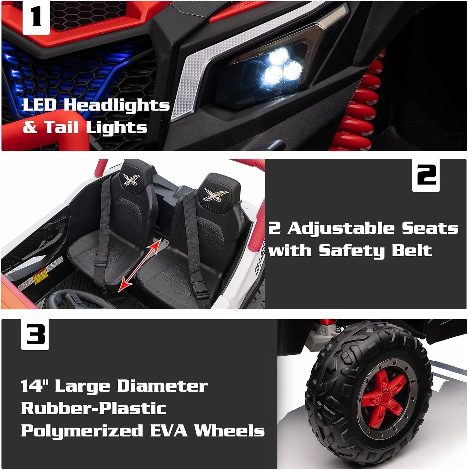 FINITO XXXL 24V 2WD/4WD Ride on UTV,2 Seater Ride On Car with Parents Remote Control Battery Powered Electric Vehicle Toy Ride On Car,Max Speed 4.5mph,Load Capacity 200LBS(Red)