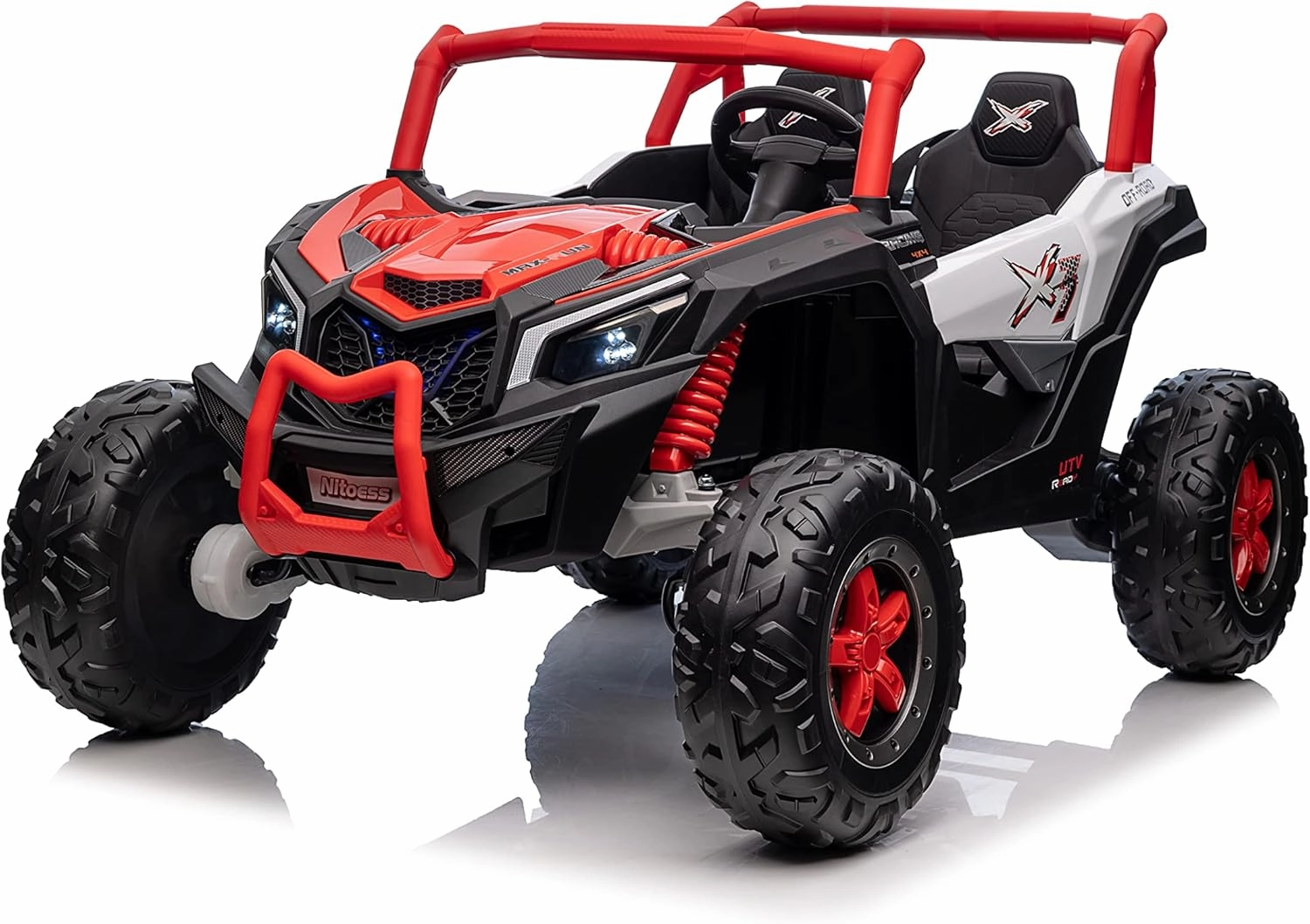 FINITO XXXL 24V 2WD/4WD Ride on UTV,2 Seater Ride On Car with Parents Remote Control Battery Powered Electric Vehicle Toy Ride On Car,Max Speed 4.5mph,Load Capacity 200LBS(Red)