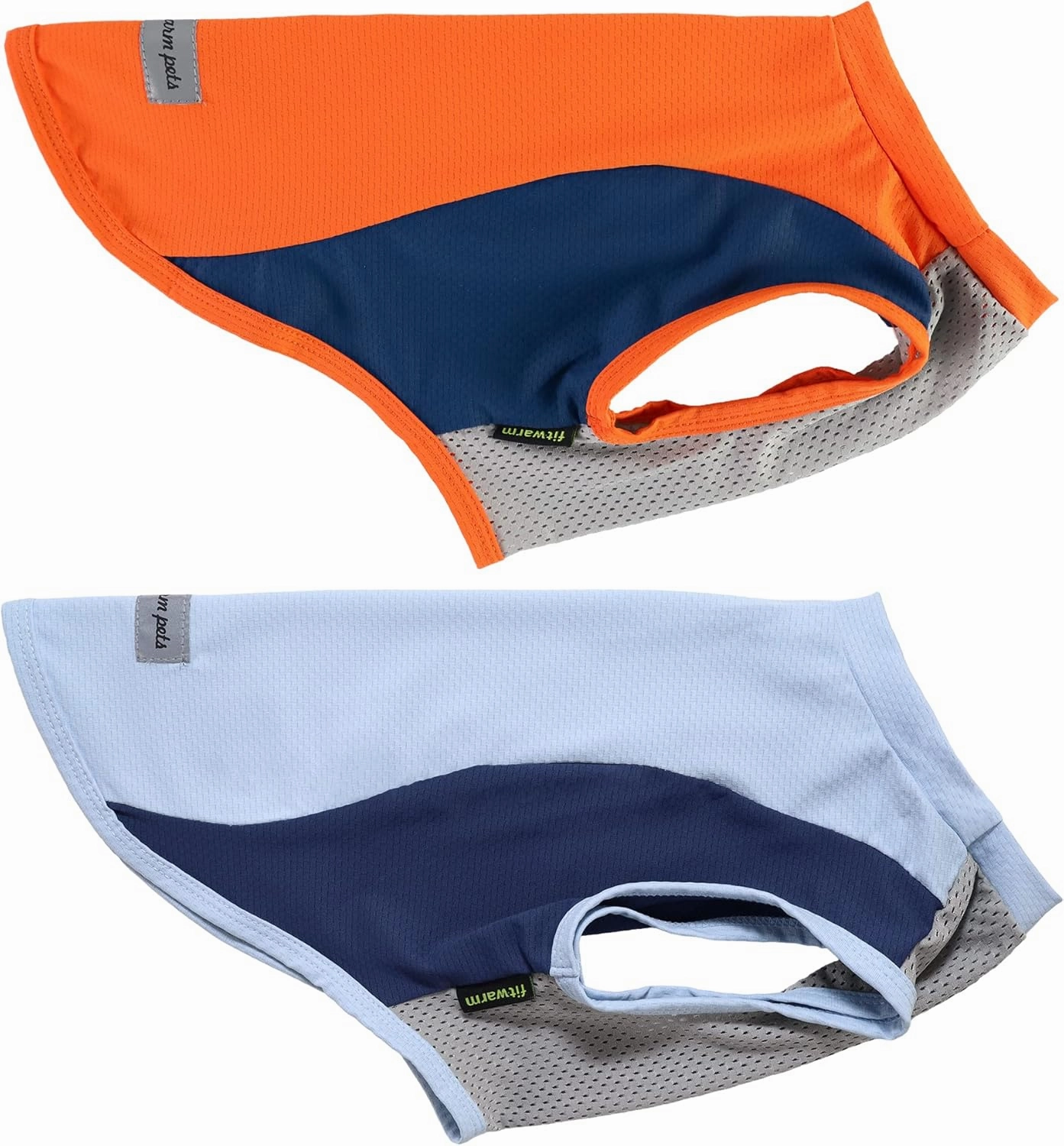 Fitwarm 2 Pack UPF 50  UV Sun Protection Dog Shirt, Quick Dry Summer Dog Clothes for Small Dogs Boy Girl, Reflective Label, Lightweight Breathable Cooling Vest, Pet Cat Outfit, Orange, Blue, XS