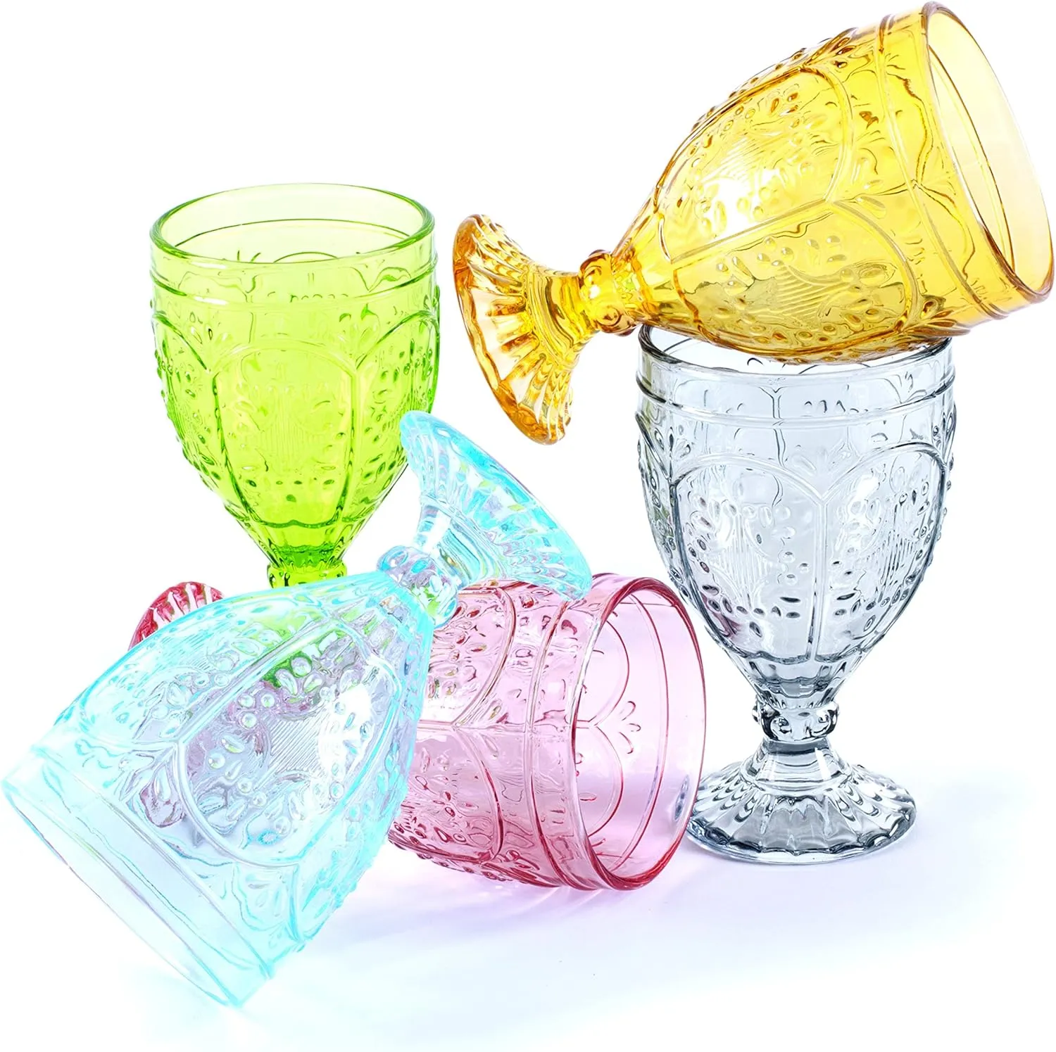 Fitz and Floyd Trestle Goblet Aqua Set of 4