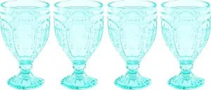 Fitz and Floyd Trestle Goblet Aqua Set of 4