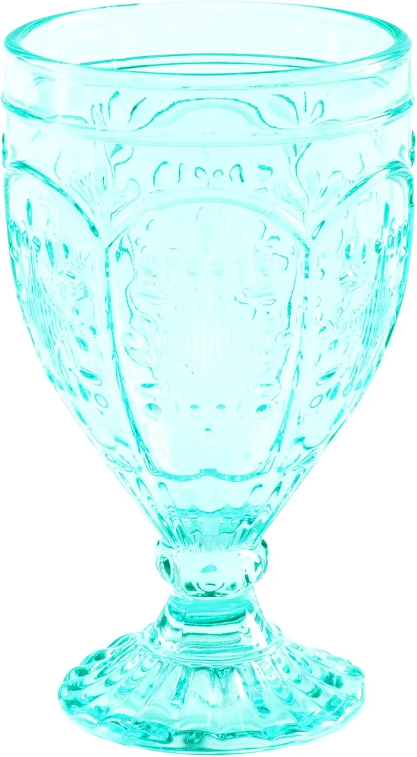 Fitz and Floyd Trestle Goblet Aqua Set of 4