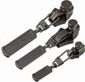 FixnZip (Black Nickel 3 Pack S,M,L) - Universal Zipper Repair Kit for Jackets, Luggage, Bags - Backpack Zipper Replacement Repair Kit