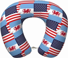 Flag of The Welsh Colony in Patagonia and America Neck Pillow Memory Foam U-Shaped Travel Pillow Head Support for Airplanes Car Home Office