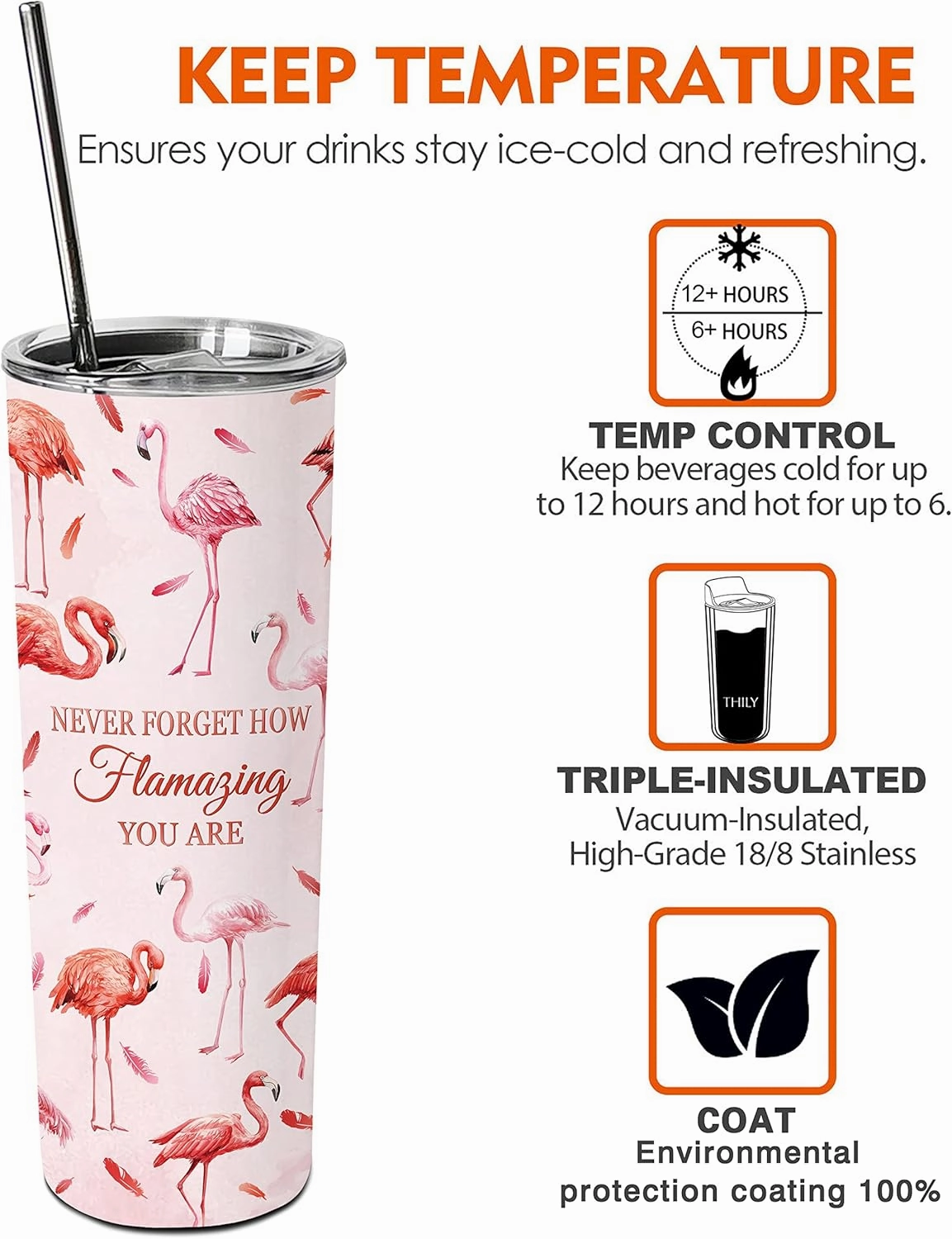 Flamingo Gifts for Women Flamingo Decor,20oz Tumbler with Lid and Straw,Insulated Stainless Steel Travel Mug Coffee Cup