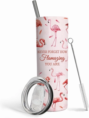 Flamingo Gifts for Women Flamingo Decor,20oz Tumbler with Lid and Straw,Insulated Stainless Steel Travel Mug Coffee Cup