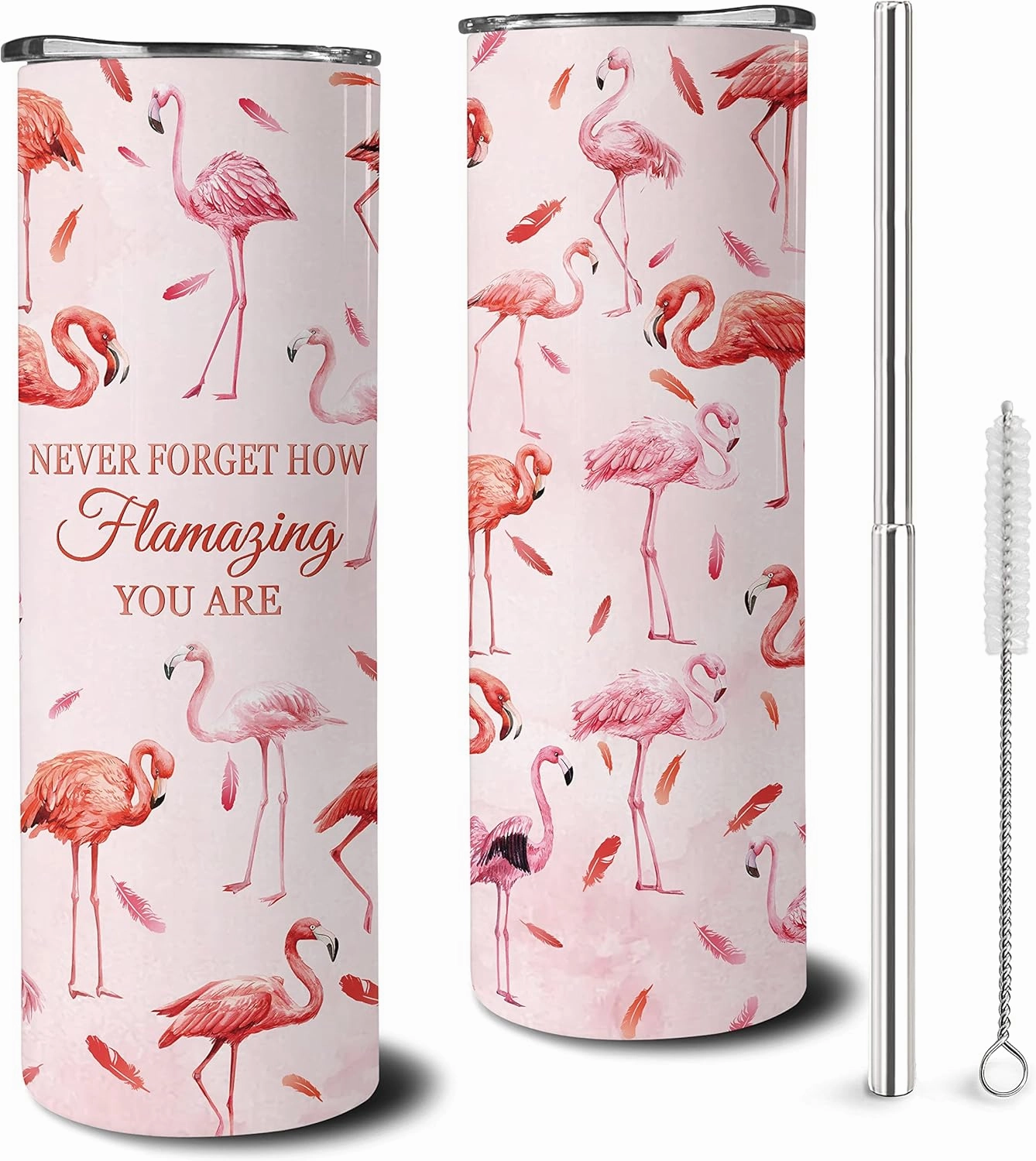 Flamingo Gifts for Women Flamingo Decor,20oz Tumbler with Lid and Straw,Insulated Stainless Steel Travel Mug Coffee Cup