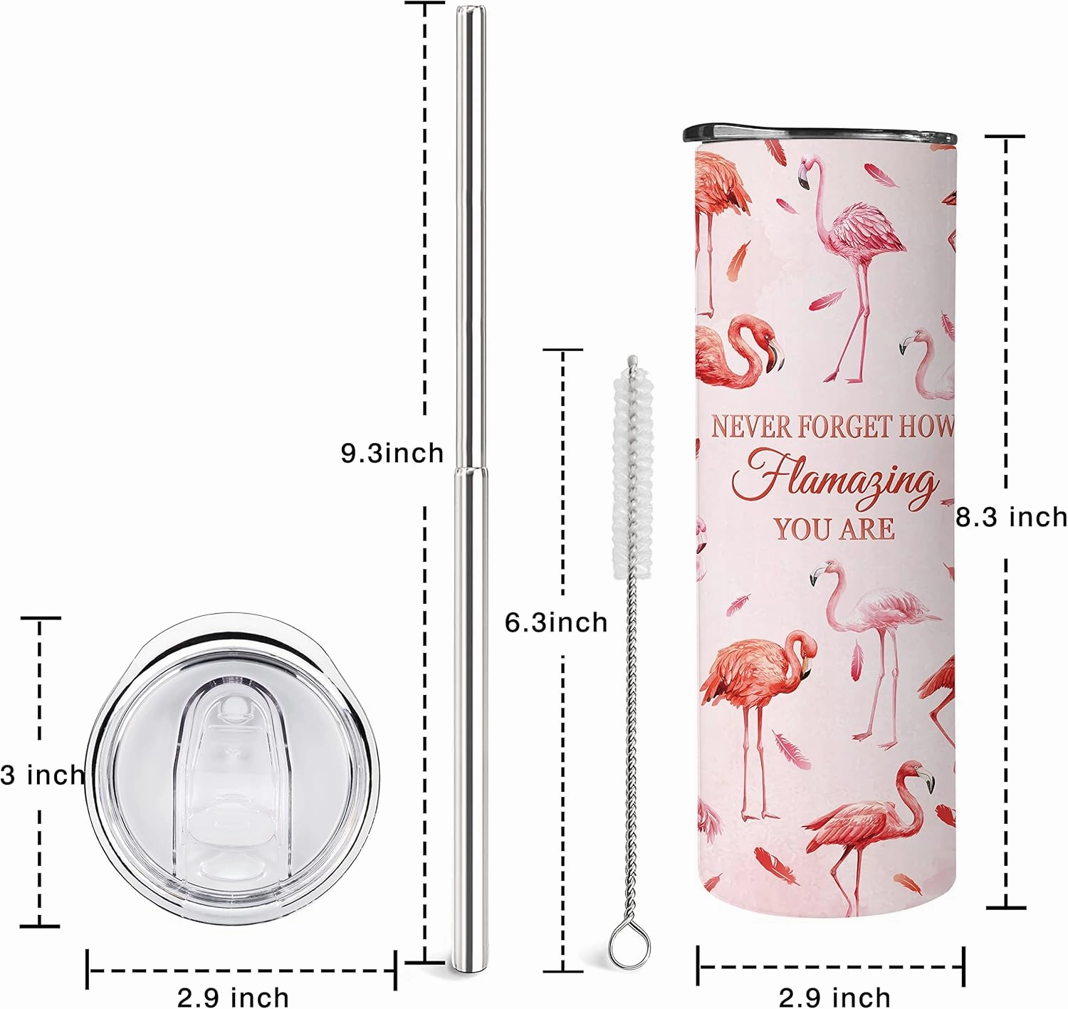 Flamingo Gifts for Women Flamingo Decor,20oz Tumbler with Lid and Straw,Insulated Stainless Steel Travel Mug Coffee Cup