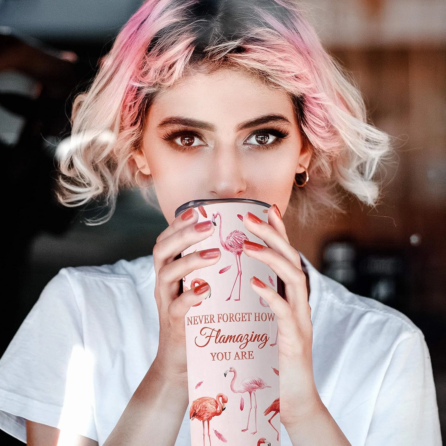 Flamingo Gifts for Women Flamingo Decor,20oz Tumbler with Lid and Straw,Insulated Stainless Steel Travel Mug Coffee Cup