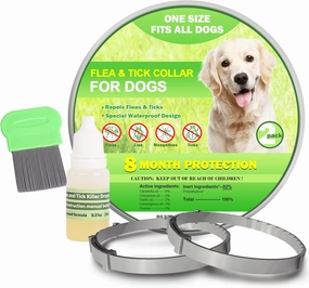 Flea Collar for Dogs, 8-Month Protection, Adjustable Flea and Tick Collar for Medium, Large Dogs, Waterproof & Safe Flea Prevention, Effective Tick Treatment, Includes Flea Comb & Treatment Drops