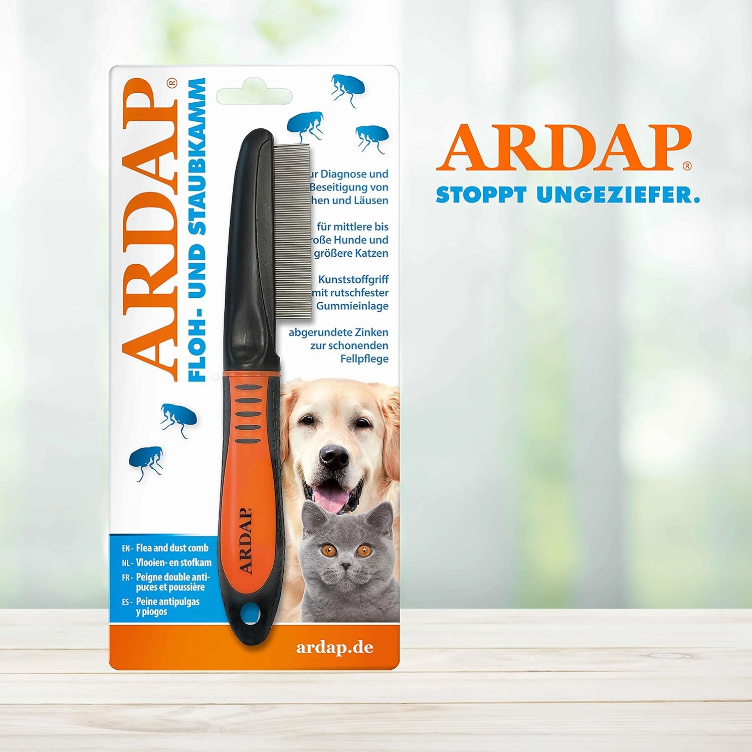 Flea Comb and Dust Comb for Dogs and Cats Effective Against Fleas and Lice Professional and Gentle Grooming